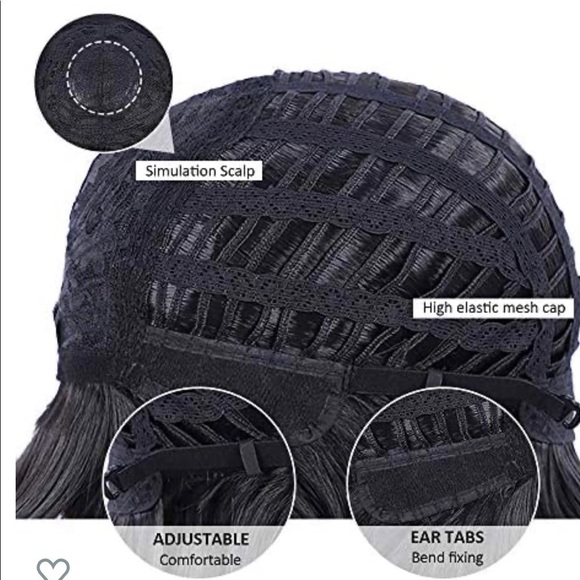 𝅺short black bob wig with bangs - Picture 3 of 6